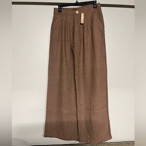 NWT miss love Brown Laguna Linen Trousers